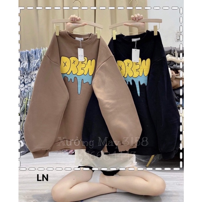 Áo nỉ bo cotton DREW chảy mực LN12