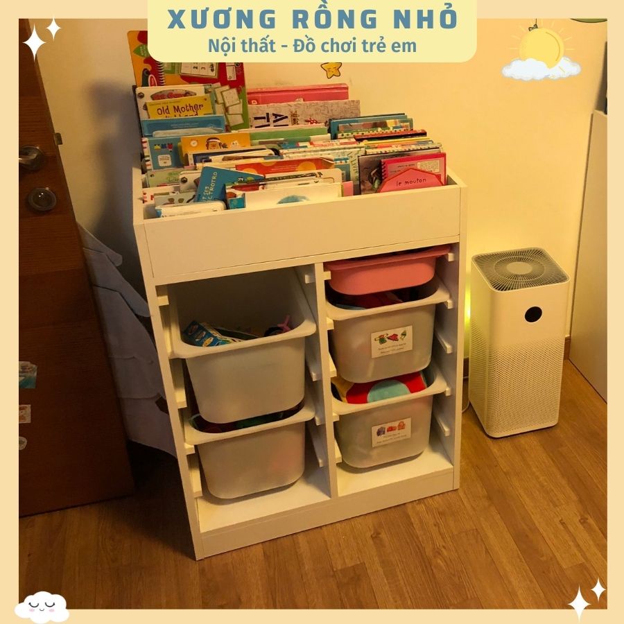 Kệ sách kết hợp kệ đồ chơi thùng nhựa IKEA đa năng cho bé - kệ để đồ chơi cho bé - Xương Rồng Nhỏ