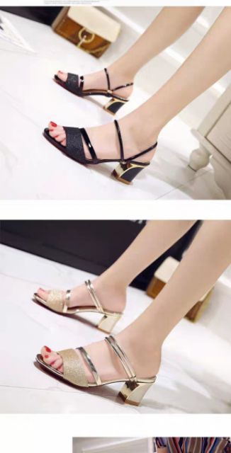 Guốc nhũ cao gót