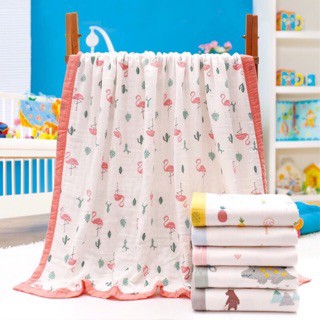 Khăn Tắm Vải Xô 6 Lớp, Chăn Vải Xô Bo Viền Hàng Siêu Mềm Mại Cho Bé