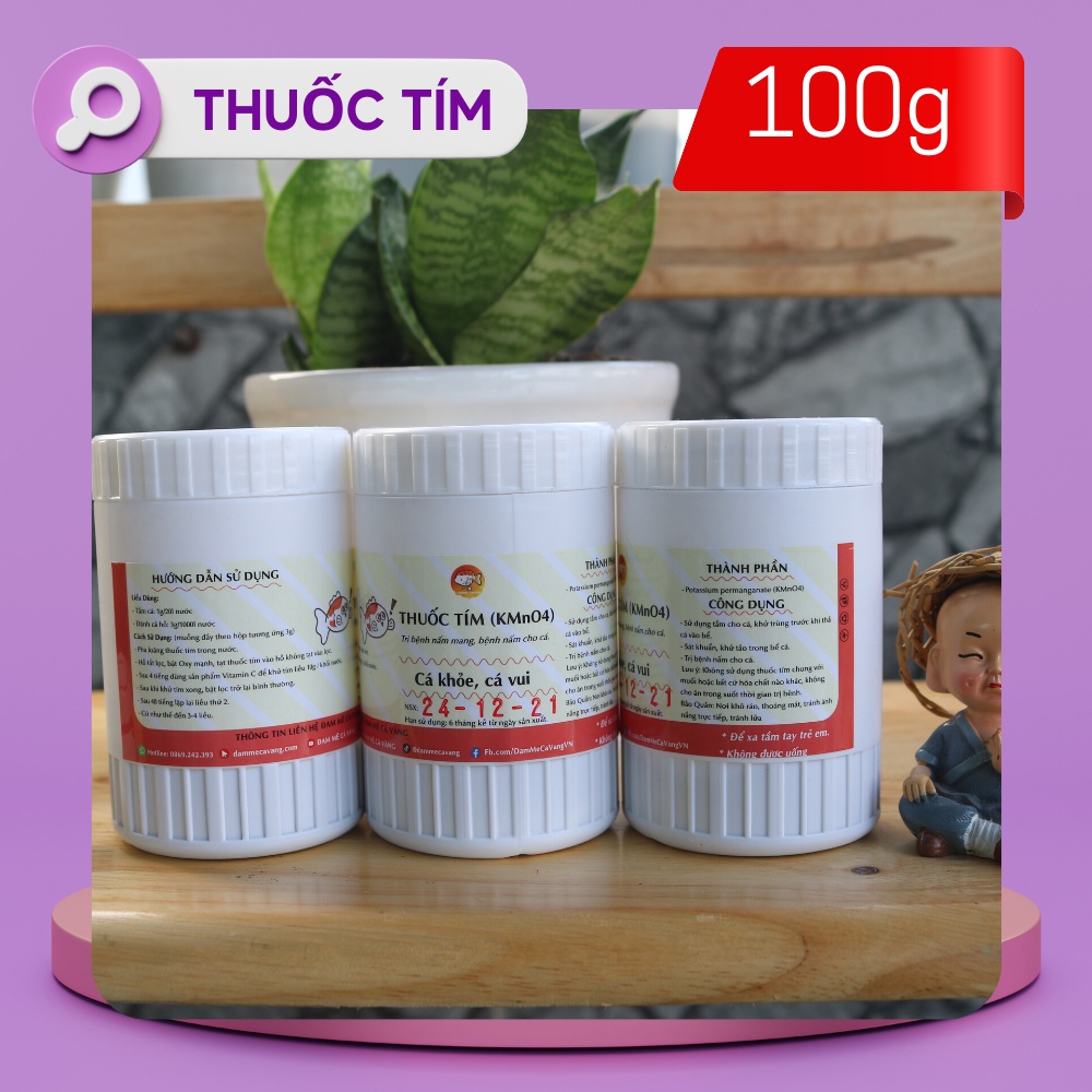 THUỐC TÍM (KMnO4) 100g - Sát Khuẩn - Phòng Nấm Hiệu Quả Cho Cá Cảnh