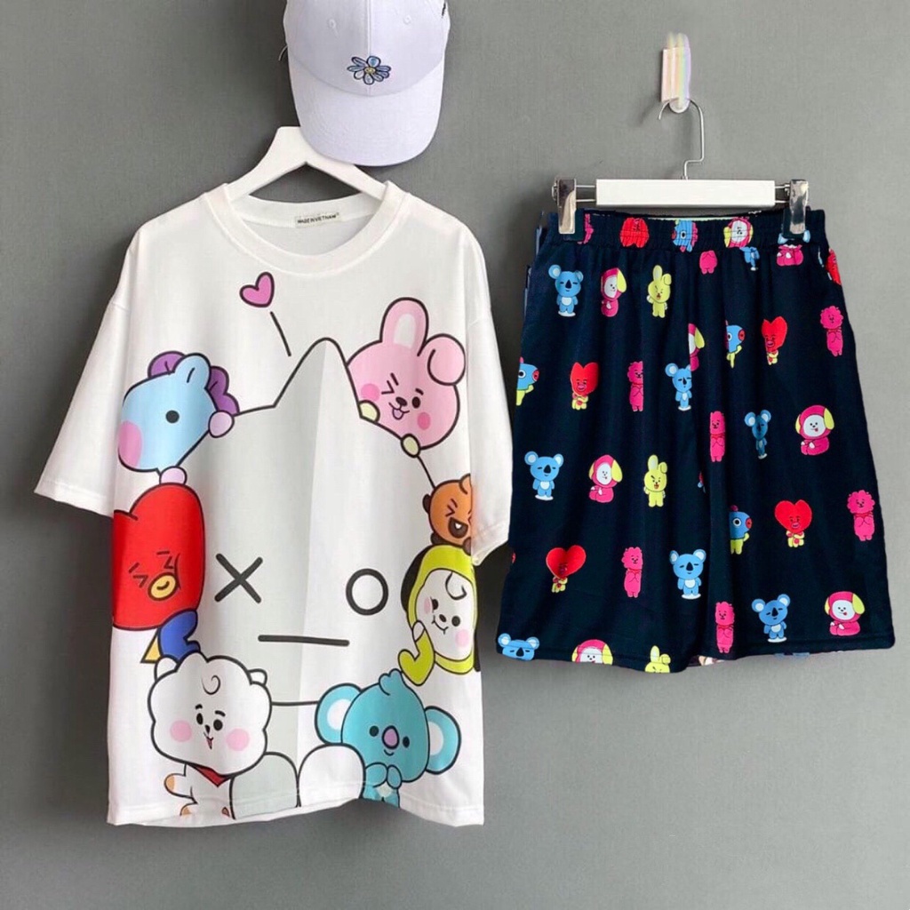 Set đồ bộ hoạt hình ❤️ Bộ mặc nhà Cartoon BTS form rộng Freesize Unisex nam nữ Molly Fashion