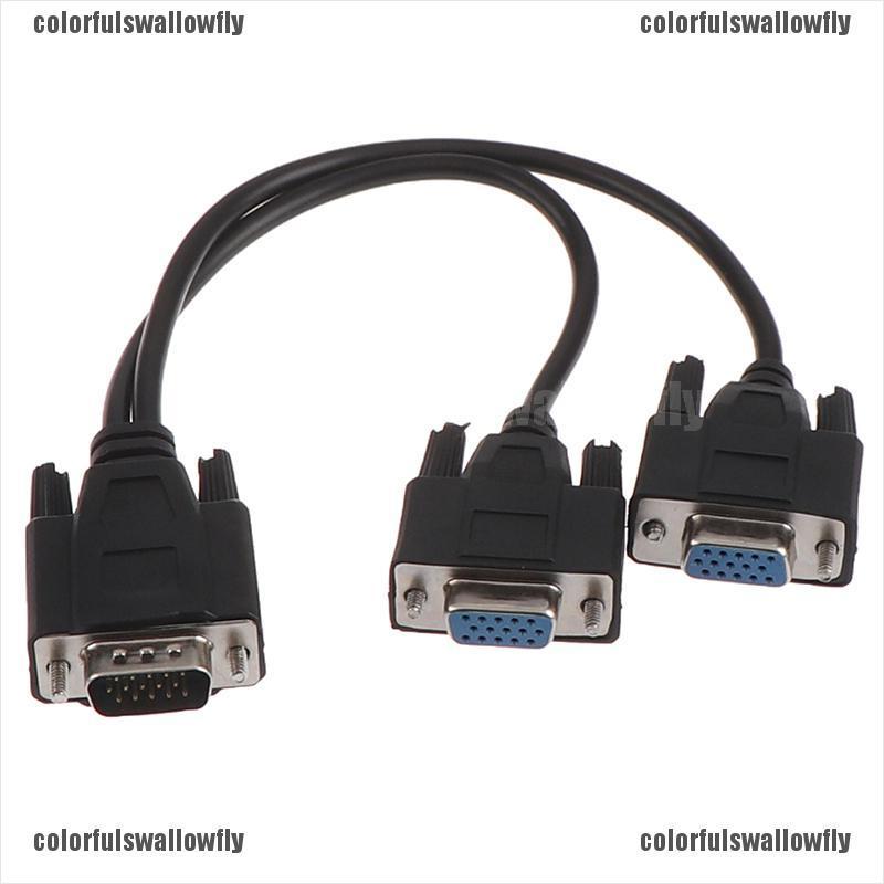 Colorfulswallowfly 15Pin VGA male to 2 vga svga female adapter splitter video monitor cable CSF