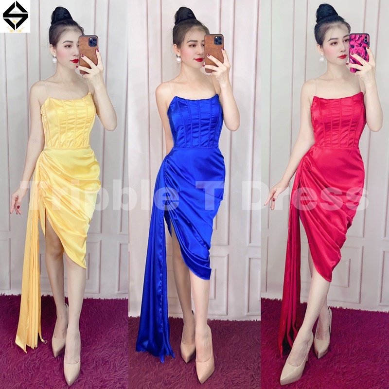 Đầm body cúp nhún bèo eo sang trọng TRIPBLE T DRESS - size M/L -MS89Y