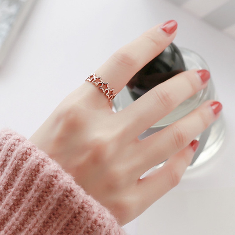 Nhẫn Hoa Văn Ngôi Sao Titan Ko Han Rỉ TT 4017