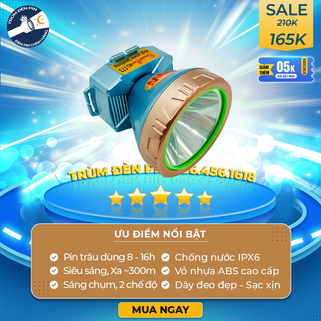 Đèn pin đội đầu SHANGYUAN 173 500W siêu sáng chiếu xa chống nước ánh sáng Vàng và Trắng đèn đeo đầu soi ếch dã ngoại | BigBuy360 - bigbuy360.vn