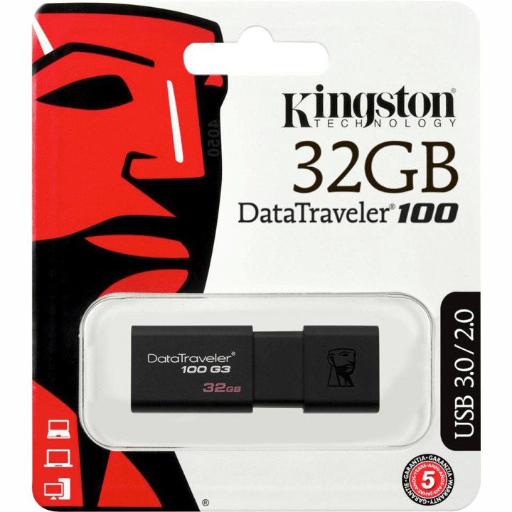 USB 3.0 Kingston 32GB DataTraveler 100G3 – CHÍNH HÃNG – Bảo hành 5 năm | WebRaoVat - webraovat.net.vn