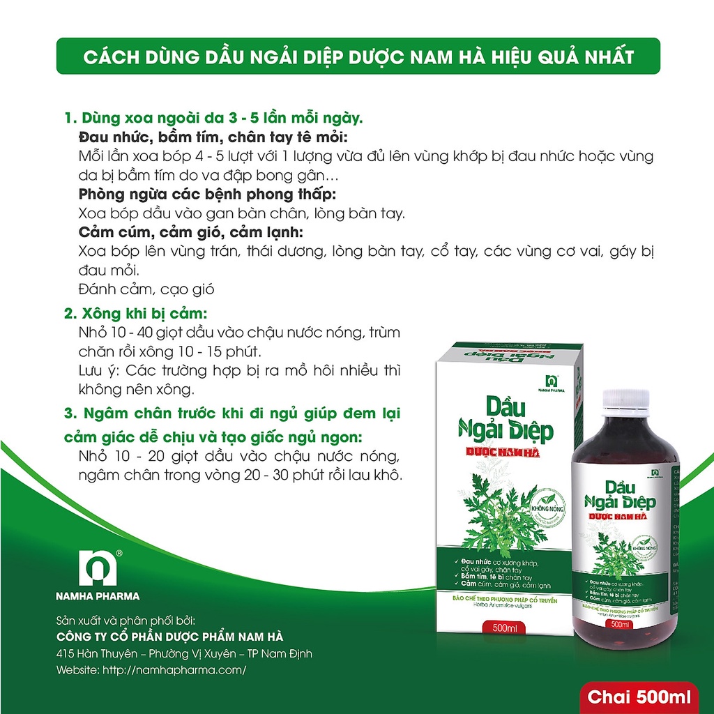 Dầu Ngải Diệp Dược Nam Hà chai 50ml
