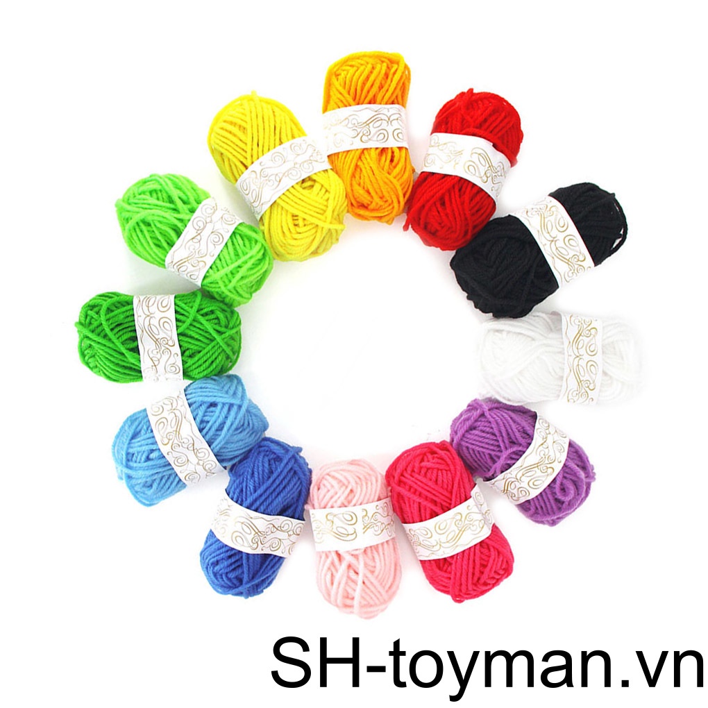 Set 12 Cuộn Len Đan Đồ Thủ Công Nhiều Màu Sắc Ngẫu Nhiên LLC