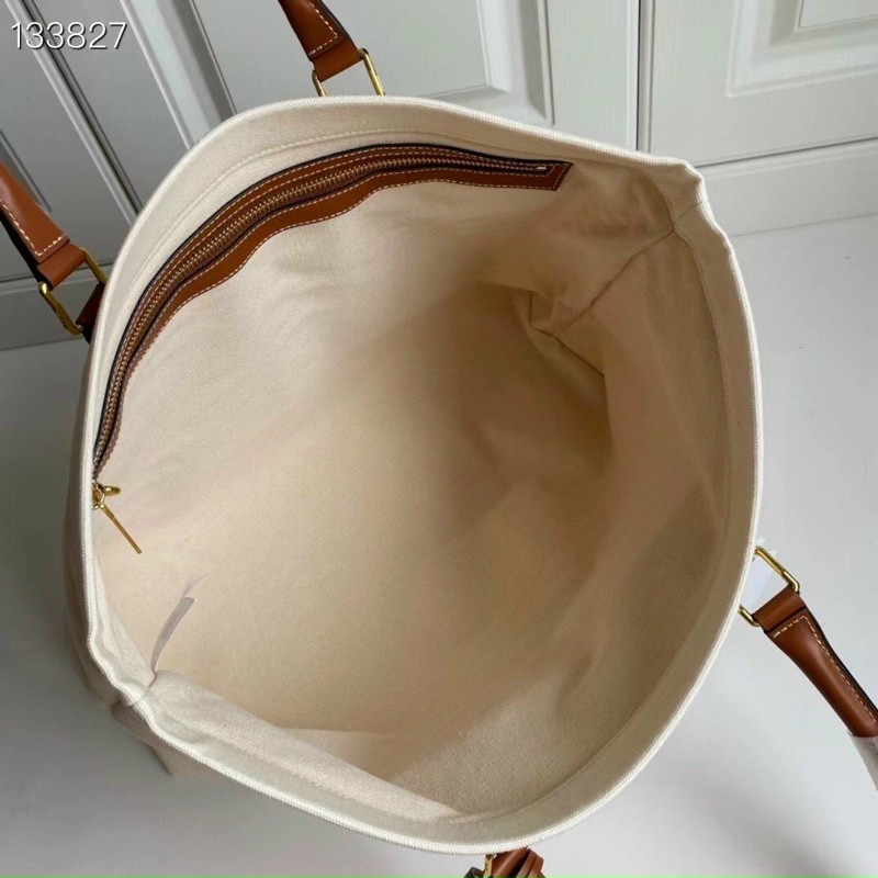TNS-Túi tote canvas vừa laptop siêu hottrend Celinie Horizontal Cabas tote bag-chất canvas phối da nâu vintage