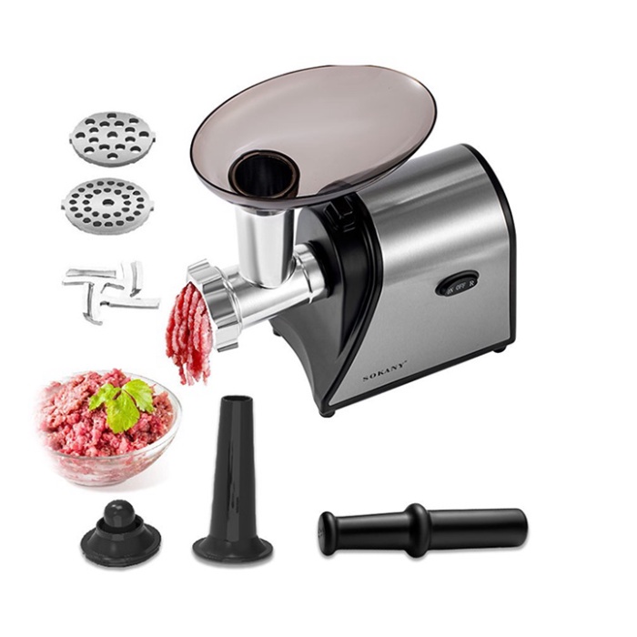 Máy nhồi xay thịt cá Sokany 1500W, máy đùn thịt làm lạp xưởng cao cấp
