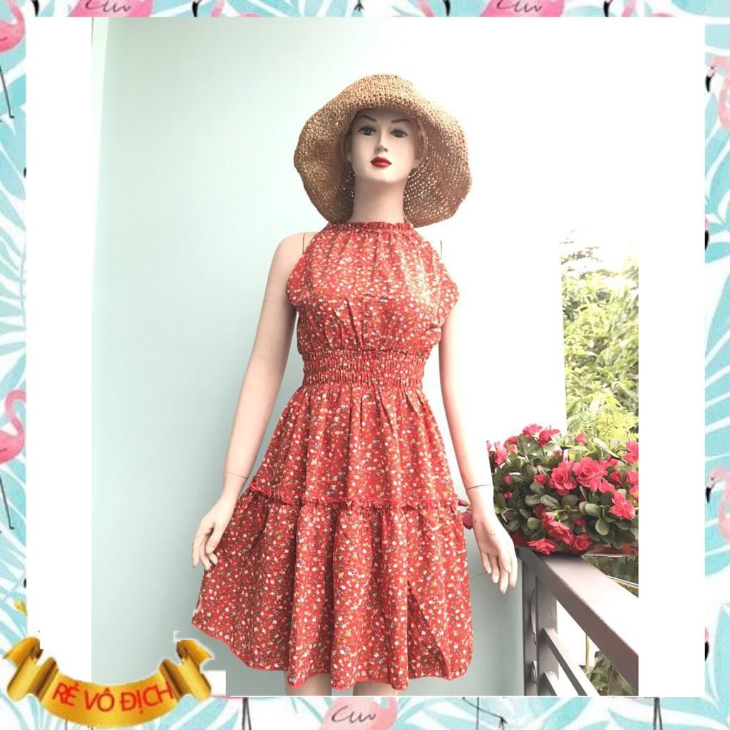 Đầm MAXI đi biển, Đầm xòe hoa nhí lụa cao cấp | BigBuy360 - bigbuy360.vn