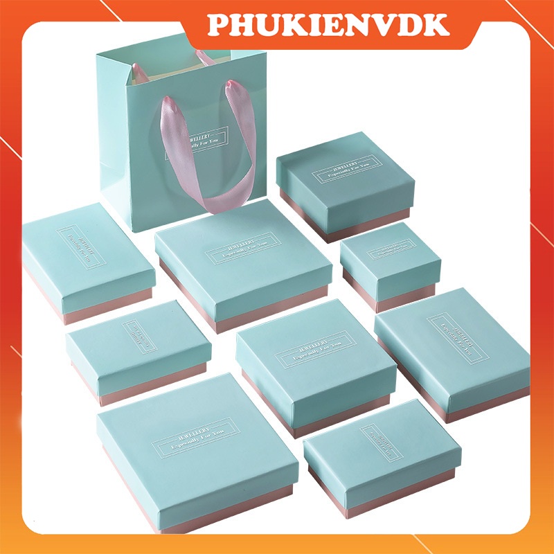 Hộp quà tặng hộp trang sức màu xanh Pastel