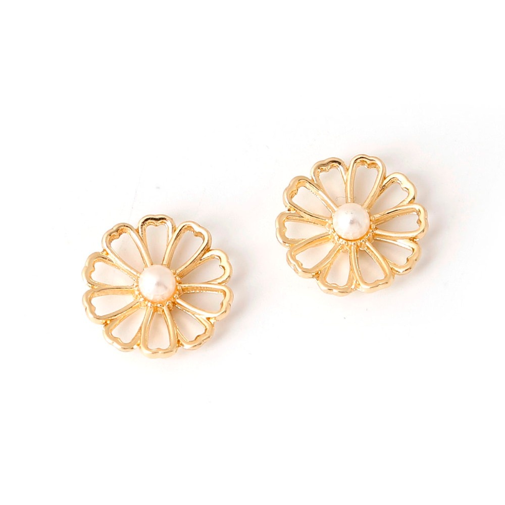 Set 10 mặt phụ kiện hình bông hoa màu vàng bằng kim loại dùng cho làm đồ trang sức thủ công dễ thương