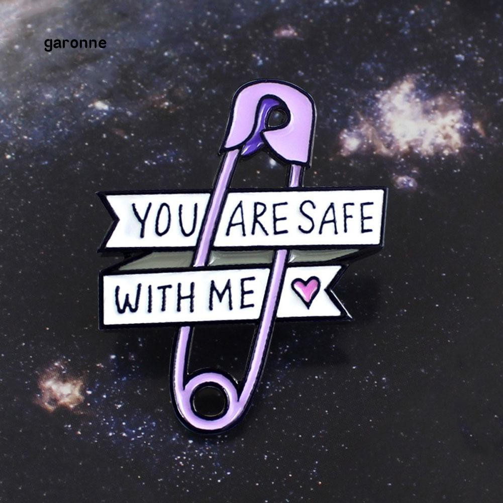 Ghim cài áo hình kim băng gắn chữ You Are Safe With Me đáng yêu cho nữ