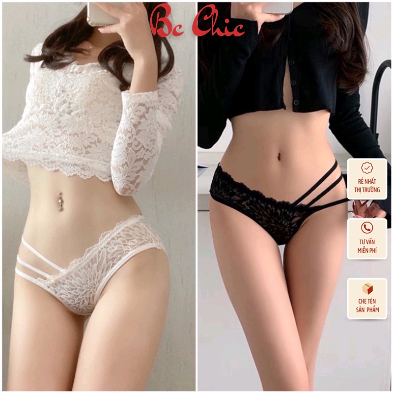 Quần Lót Nữ-Quần Lót Ren thiết kế dây bên hông họa tiết sexy quyến rũ Mã Q347 BC_CHIC LINGERIE