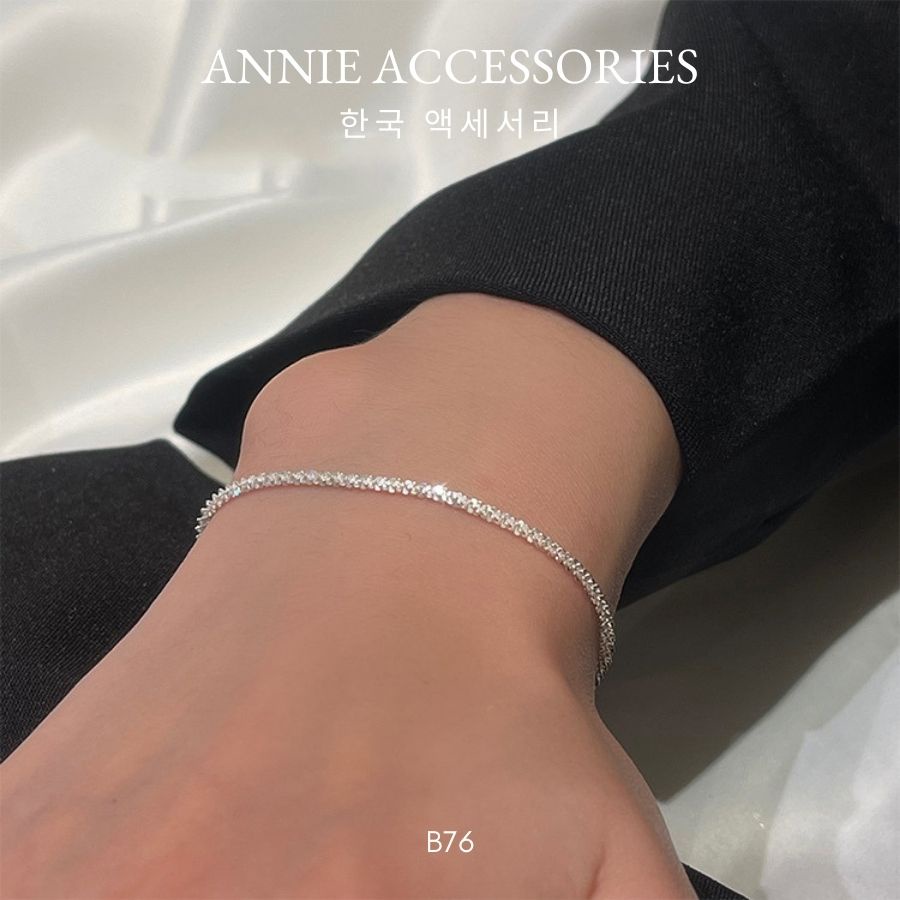 Vòng tay lắc tay sợi mảnh bạc lấp lánh tinh xảo nữ tính ANNIE - B76