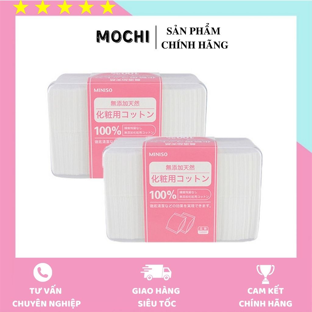 Bông Tẩy Trang Miniso Nhật Bản Hộp 1000 miếng, Chuyên dùng đắp nước hoa hồng,Lotion