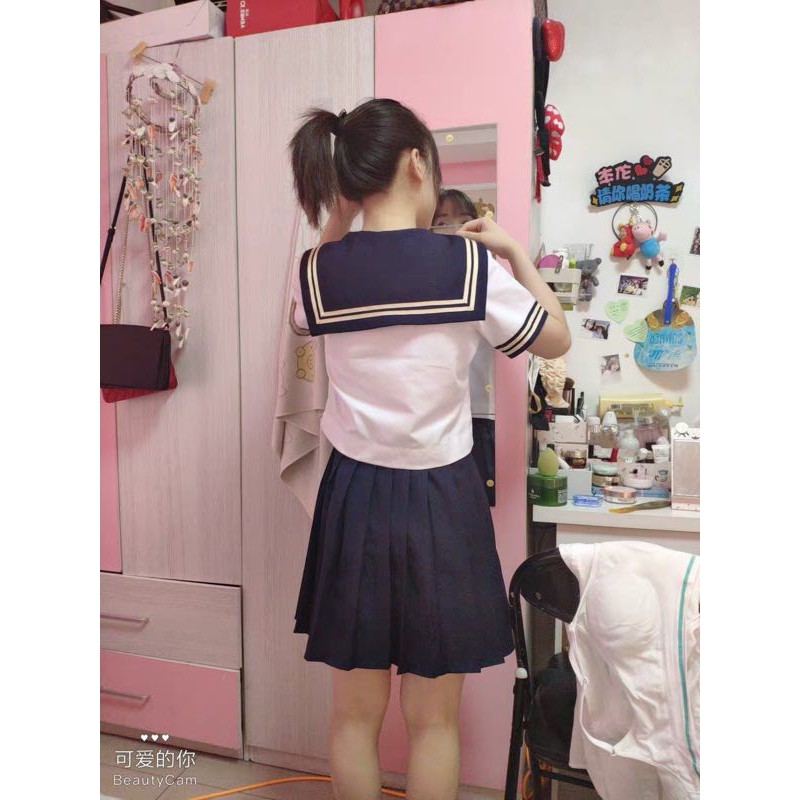 [Kèm ảnh thật] Set váy đồng phục thủy thủ học sinh Nhật Bản/ Seifuku: áo cổ thủy thủ + chân váy | BigBuy360 - bigbuy360.vn