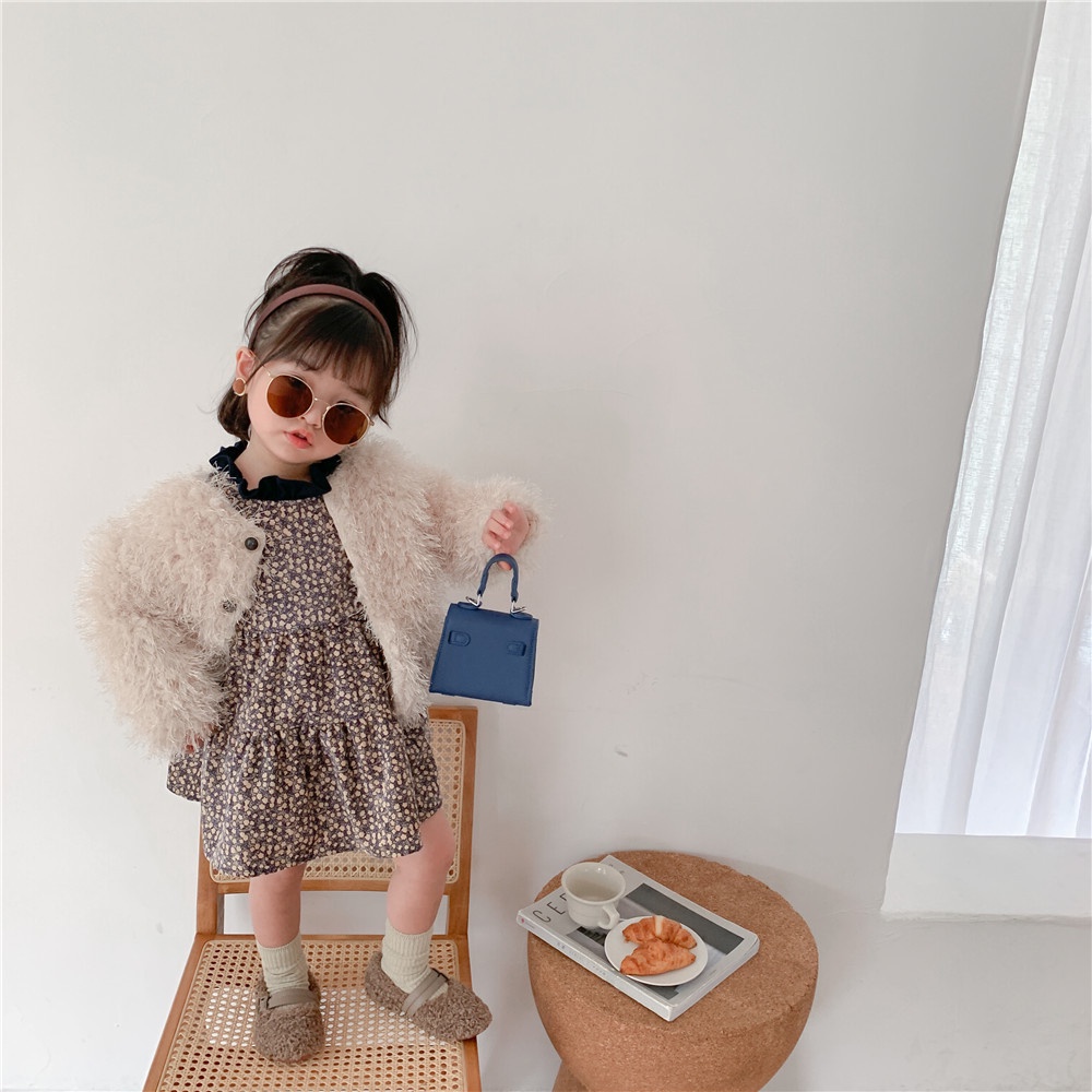 Áo khoác len lót nhung phong cách Hàn Quốc thời trang cho bé gái