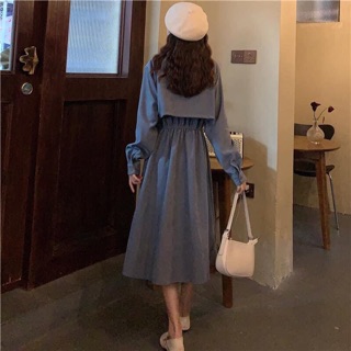 Đầm Nhung Dáng Dài Phong Cách Retro