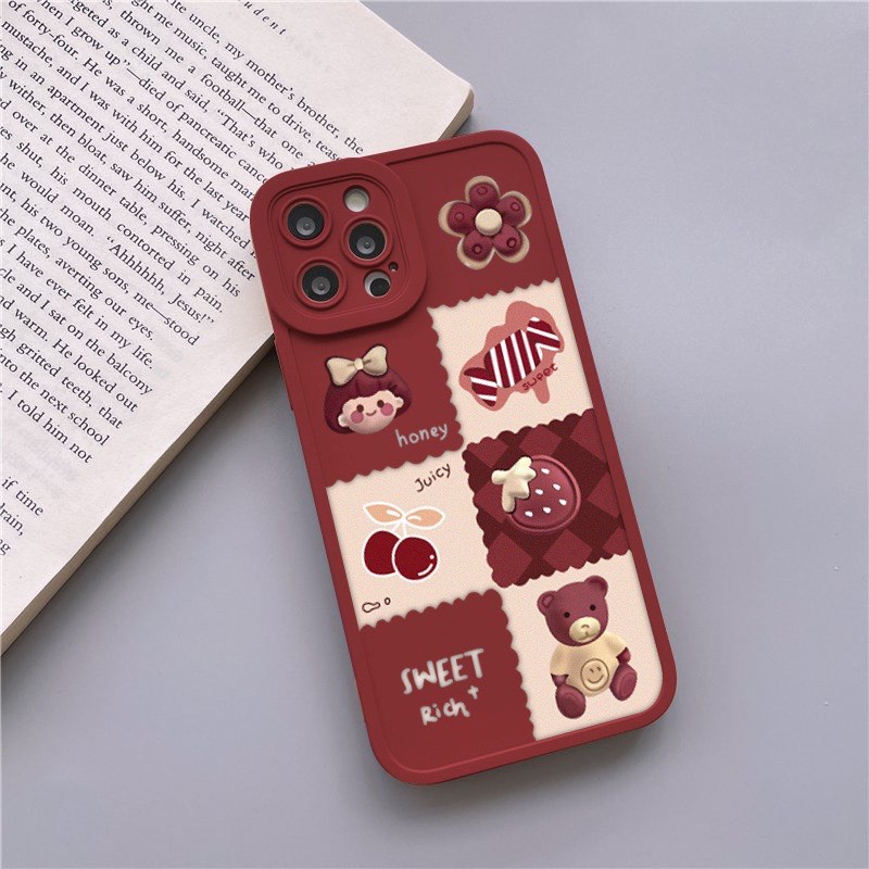 Ốp lưng iphone CARO GẤU DÂU 7/8Plus/X/xs/xs max/11/12/13/promax