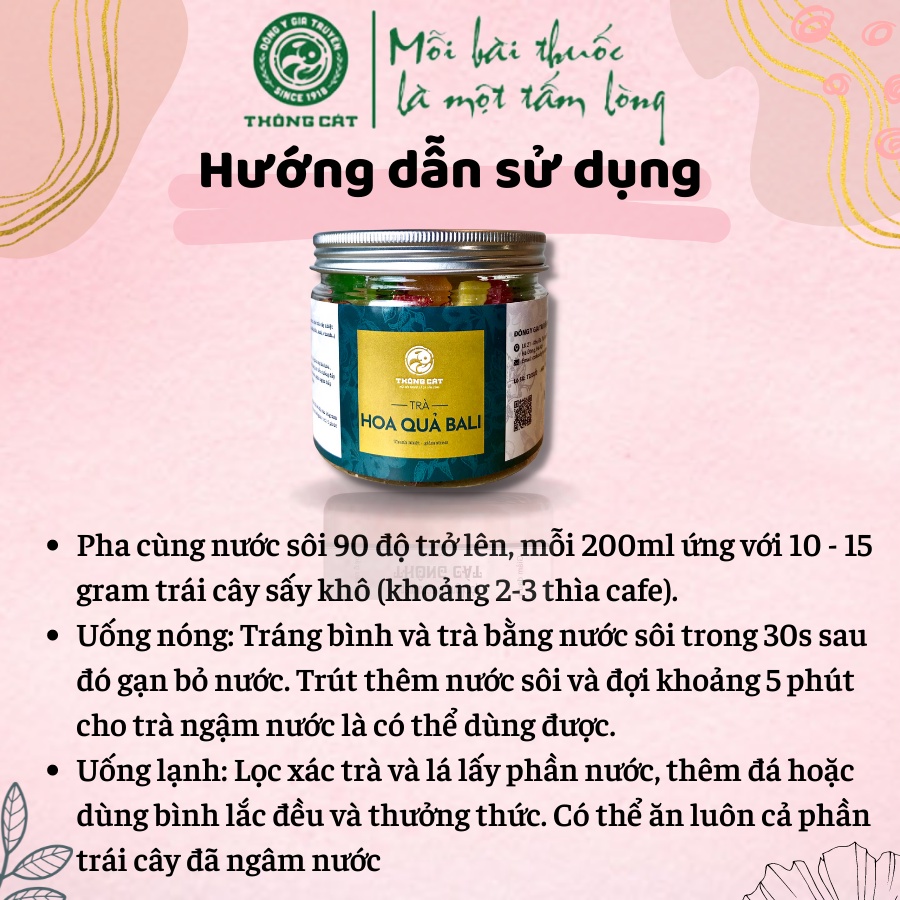 Trà hoa quả Bali THÔNG CÁT 1918 Trà hoa quả thơm ngon, thanh nhiệt giải độc, bổ sung vitamin A, B1, C, D, tăng đề kháng