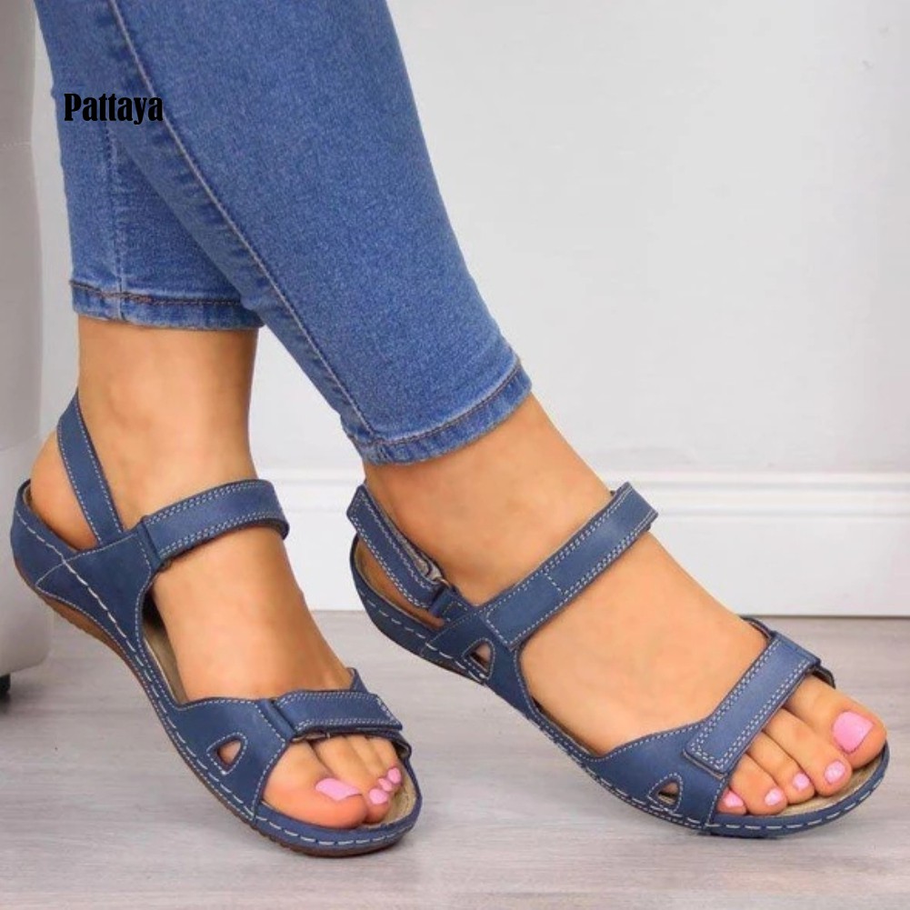 Giày Sandal Đế Thấp Hở Ngón Quai Đôi Có Thể Điều Chỉnh Thời Trang Cho Nữ