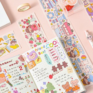 Sticker dây dài, miếng dán nhãn trang trí sổ tay, họa tiết hoạt hình đáng yêu. STT026