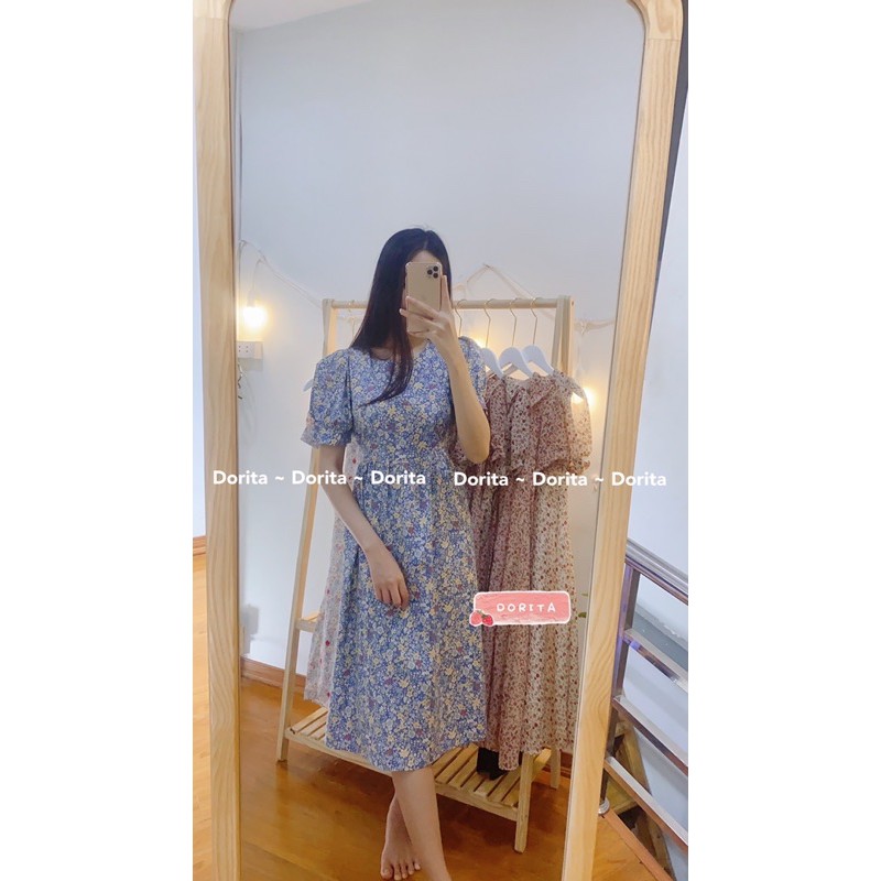 Váy Babydoll hoa nhí vintage Váy Babydoll dáng dài Vintage Đầm hoa nhí - Dorita Boutique