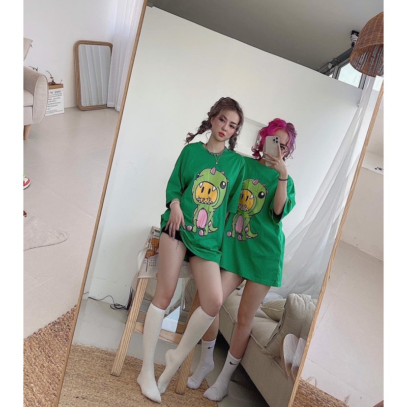 BÁN SỈ ÁO PHÔNG MÀU XANH HÌNH KHỦNG LONG CHO NỮ