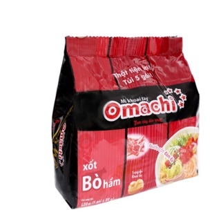 Lốc 5 gói mì Omachi Bò hầm/ Sườn hầm ngũ quả ( Date mới nhất) vnknd