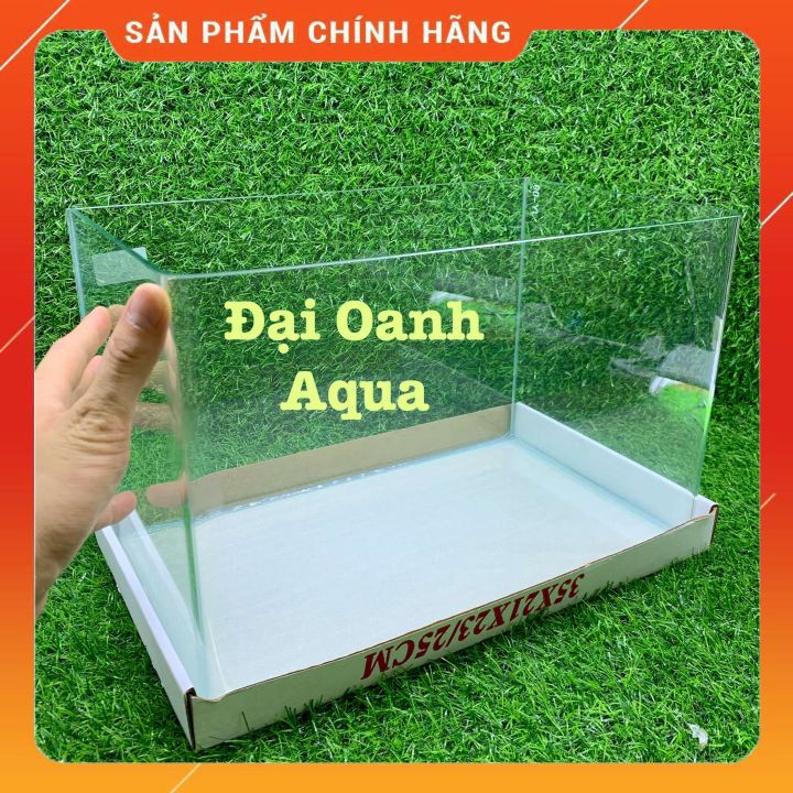 { RẺ VÔ ĐỐI } Bể Cá Kính Đúc 35cm Mini Kèm Đèn Lọc Để Bàn, Dài 35cm Rộng 21cm Cao 23cm - Bể Cá Cảnh Mini