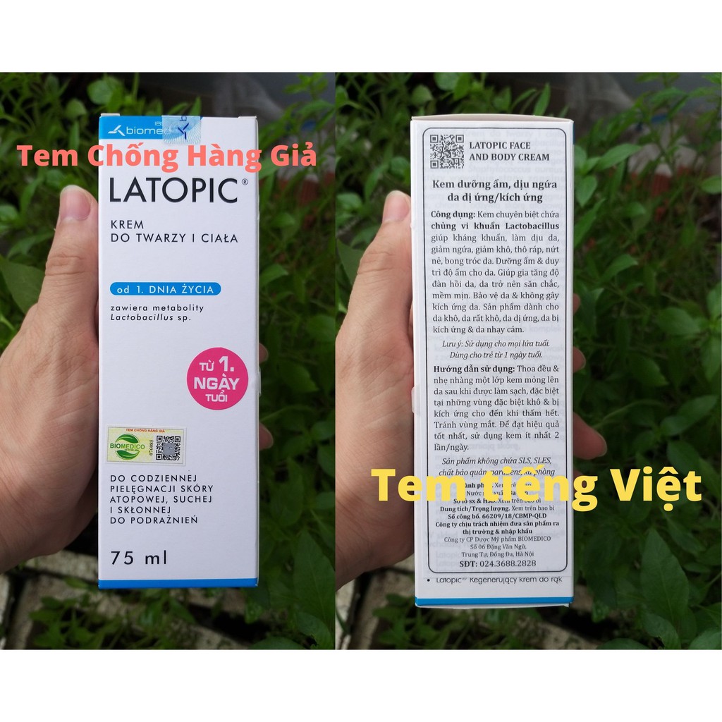 [TEM CTY] LATOPIC Face and Body Cream 75 mL- Kem dưỡng ẩm dịu ngứa da dị ứng/kích ứng cho da mặt và toàn thân