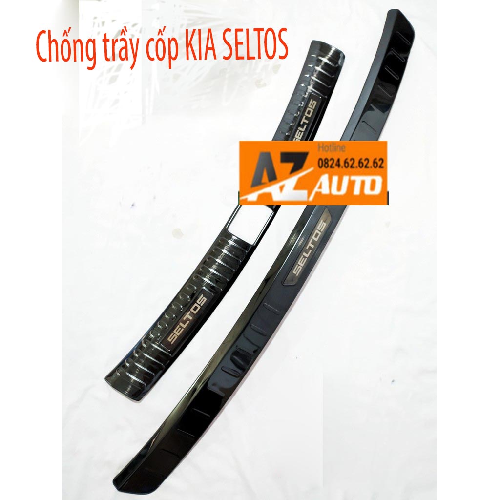 Chống trầy cốp trong, ngoài, ốp cốp xe Kia Seltos 2020-2022, chất liệu titan cao cấp