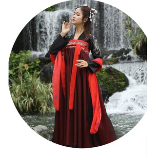 Hán phục cổ trang - Trang phục váy đen đỏ