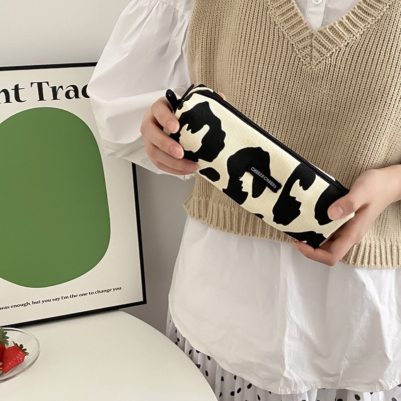 Túi Đựng Bút / Cọ Trang Điểm Bằng Vải Canvas Có Khóa Kéo Tiện Dụng