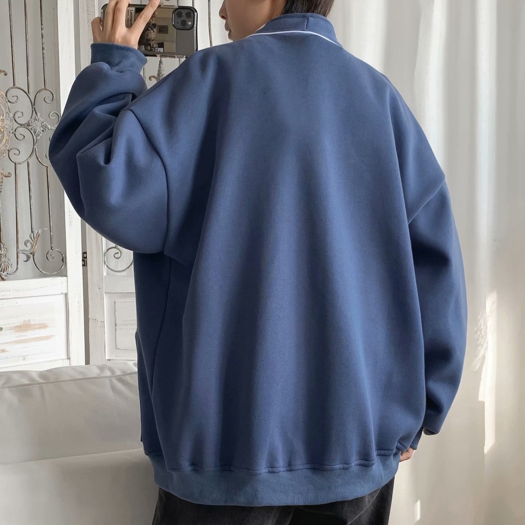 Áo khoác len dáng rộng phong cách Hong Kong thời trang cho nam và nữ