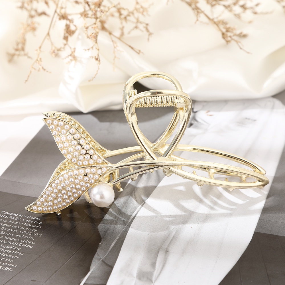 Kẹp tóc Haimeikang kim loại đính đá và ngọc trai nhân tạo thời trang