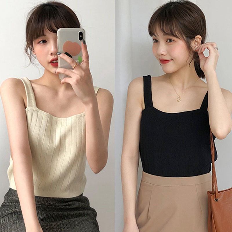 Áo Croptop Dệt Kim Hoạ Tiết Kẻ Ô Phong Cách Cổ Điển