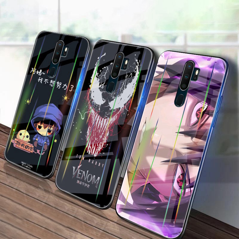 Ốp điện thoại mặt kính cường lực họa tiết Venom màu dạ quang thời trang cho iPhone 11 iPhone XS Max X XS XR 6 6S Plus 7 Plus 8 Plus