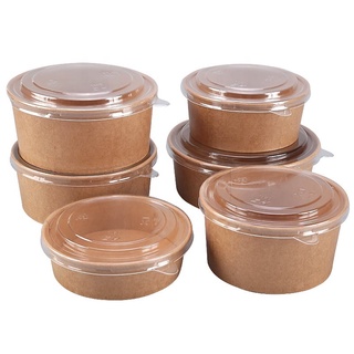 Combo 50 Bát Giấy Kraft 750ml & 1000ml - Bát Giấy Dùng 1 Lần Có Nắp Lavana