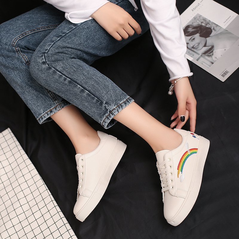 Giày thể thao IELGY đế dày phối màu cầu vồng kiểu Hàn Quốc trẻ trung