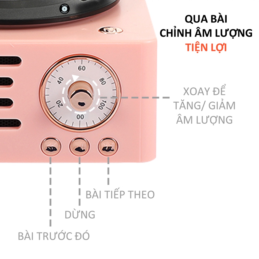 Loa Bluetooth Đĩa Than Xoay OLIVER T15 Loa Bluetooth Loa Kèn Vintage Cổ Điển Đồ Decor Phòng Ngủ Trang Trí Bàn Làm Việc