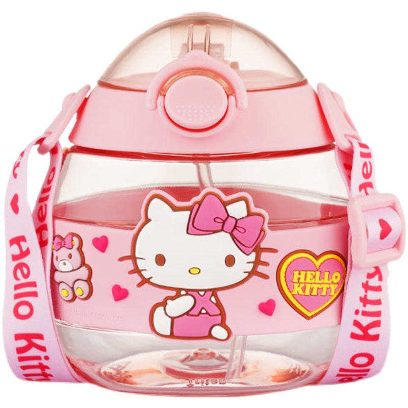 Bình Nước Bánh Donut Hello Kitty Dễ Thương Có Quai Đeo Thời Trang