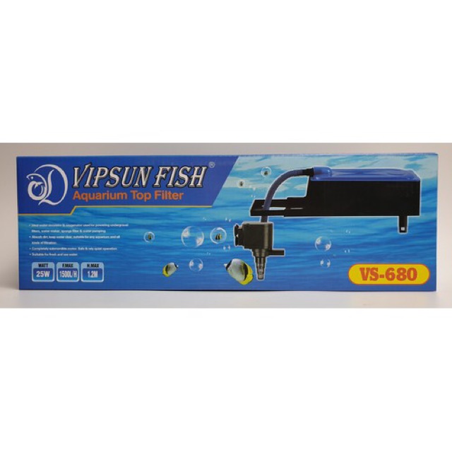 Vipsun Fish VS-680 - Bộ Máng và Máy Bơm Lọc Nước Hồ Cá - Có Bông Lọc