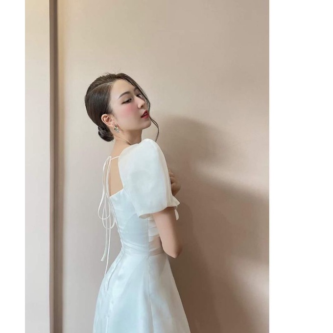 Đầm xếp ly ngực tay bồng sang chảnh Lace dress