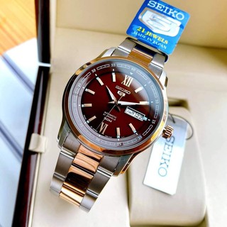 Đồng hồ Nam Seiko 5 SNKP18J1/SNKP18K1 Automatic Size 42,Mặt nâu đất,Lịch thứ ngày-Máy cơ tự động-Dây kim loại cao cấp
