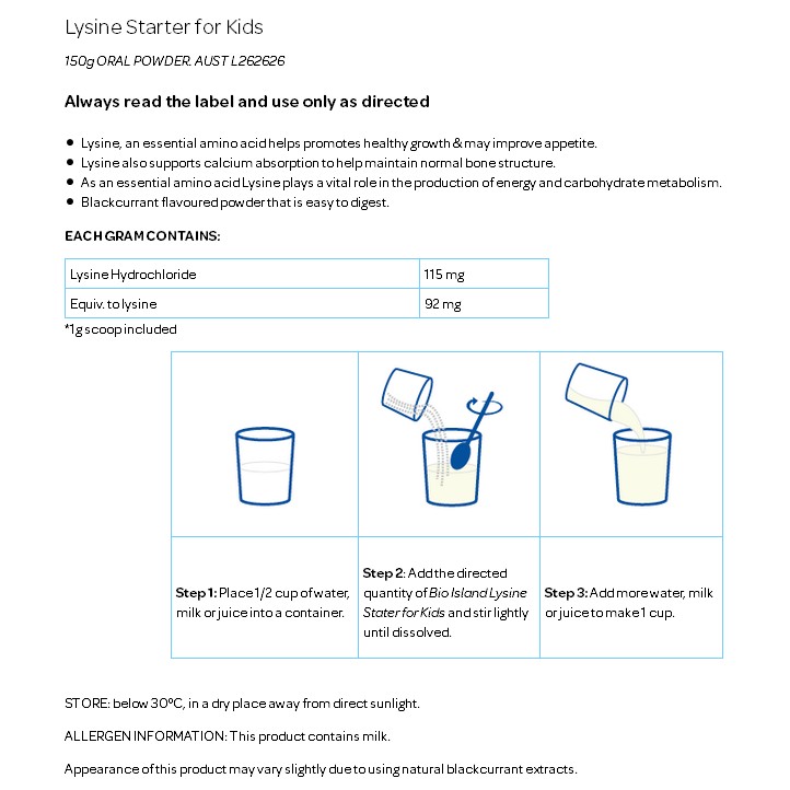 Bio Island Lysine Starter for Kids Oral Powder