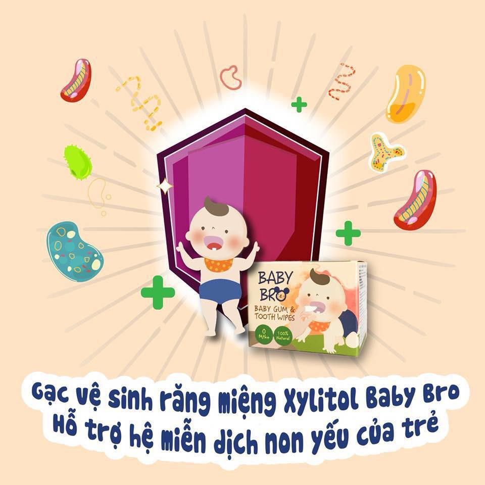 GẠC RƠ LƯỠI VÀ VỆ SINH RĂNG MIỆNG BABY BRO 25 MIẾNG